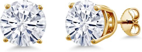 جوهرة ستون كينغ 18K الذهب الأصفر مطلي الفضة 10MM جولة الأحجار الكريمة جوهرة وأقراط للنساء الرجال in Kuwait