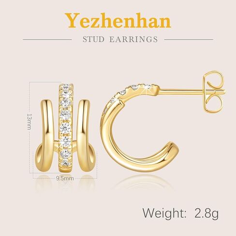 Gold Hoop Earrings for Women 14k Gold Earrings for Women Hoop Stud Earring for Womens Hoops with Spiral Design and Cubic Zirconia Inlay Hoops Earring for Womens in Saudi Arabia