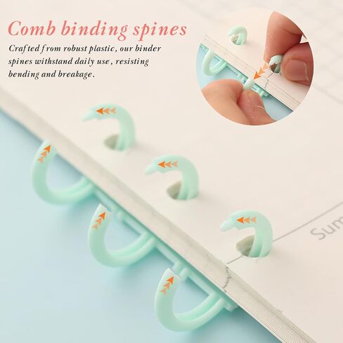 12 Pcs Plastic Comb Binding Spines 30 Rings Click Spiral Coils 6 Assorted Colors for Student Teacher Office Workers Planners Scrapbooking Reports Presentations Setup in Kuwait
