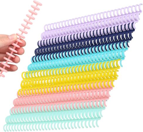 12 Pcs Plastic Comb Binding Spines 30 Rings Click Spiral Coils 6 Assorted Colors for Student Teacher Office Workers Planners Scrapbooking Reports Presentations Setup in Kuwait