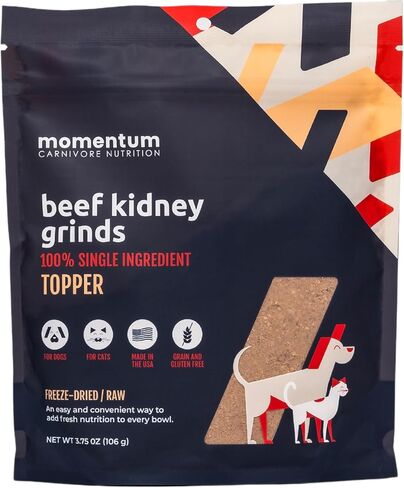 Momentum Carnivore Nutrition Freeze-Dried Beef Kidney Pet Food Topper – Single-Ingredient, All-Natural Topper – High-Protein for Dogs and Cats, Grain-Free and Made in The USA– (3.75 oz Bag) in Saudi Arabia