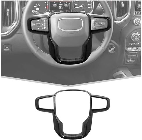 غطاء عجلة القيادة JeCar متوافق مع GMC Sierra 1500 2019-2025، لـ GMC Sierra 2500HD/3500HD 2020-2024، لـ GMC Yukon 2021-2024، نسيج من ألياف الكربون in Saudi Arabia