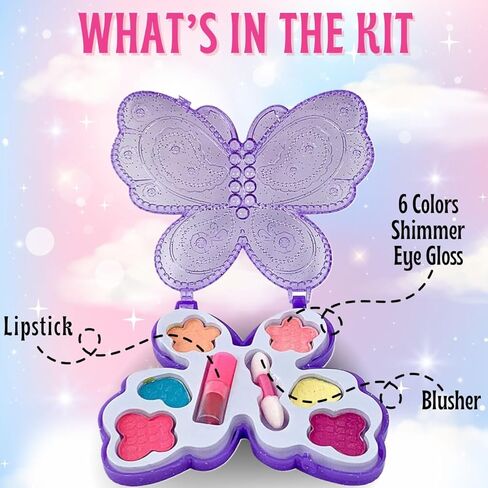8 Pack: Kids Makeup Party Favors for Little Girls - Real Washable Play Cosmetic Kits in Princess Purse, Bulk Pretend Play Make Up Toy Sets in Kuwait