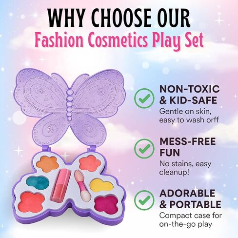 8 Pack: Kids Makeup Party Favors for Little Girls - Real Washable Play Cosmetic Kits in Princess Purse, Bulk Pretend Play Make Up Toy Sets in Kuwait