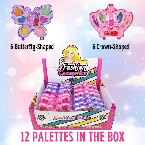 8 Pack: Kids Makeup Party Favors for Little Girls - Real Washable Play Cosmetic Kits in Princess Purse, Bulk Pretend Play Make Up Toy Sets in Kuwait