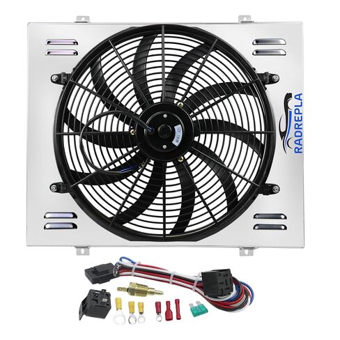 CU571 Aluminum Radiator Shroud Fan for Chevy Nova Chevelle Camaro Caprice El Camino Impala for Pontiac Firebird/Oldsmobile Cutlass/Buick Regal Electric Fan 1x16 Fan Thermostat Relay Kit in Kuwait