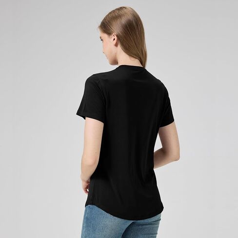 netdraw Women's Soft Bamboo Viscose T-Shirt, Curved Hem Crew Neck Short Sleeve Moisture Wicking Casual Sleep Pajama Tops in Saudi Arabia