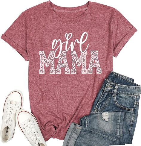 Mama Shirts for Women Girl Mama Shirt Mom T Shirt Casual Graphic Tees Short Sleeve Tops in Saudi Arabia