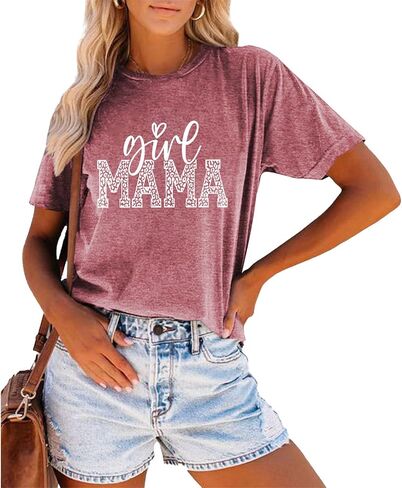 Mama Shirts for Women Girl Mama Shirt Mom T Shirt Casual Graphic Tees Short Sleeve Tops in Saudi Arabia