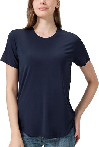 netdraw Women's Soft Bamboo Viscose T-Shirt, Curved Hem Crew Neck Short Sleeve Moisture Wicking Casual Sleep Pajama Tops in Saudi Arabia