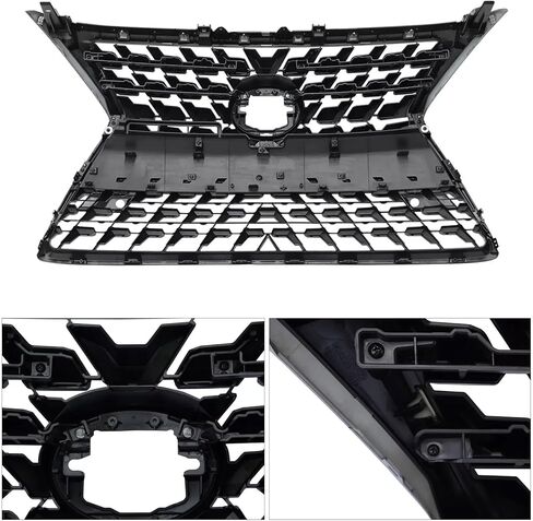 Front Bumper Grille Grill with Black Trim & License Panel Plate Compatible with 2014-2022 GX460 Mesh Bumper Cover Gloss Black ABS Plastic in Kuwait