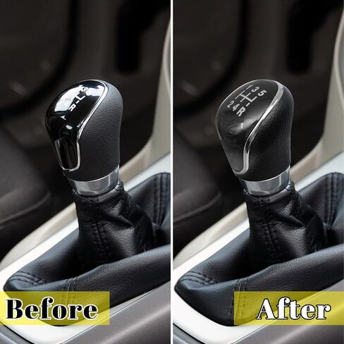 مقبض ناقل الحركة رامويل متوافق مع Ford Fiesta MK7، Focus MK2 FL، Focus MK3، C-Max، S-Max، Mondeo MK4، Kuga 5 مقبض تحويل عصا يدوي، مقبض تبديل رأس بديل (أسود) in Kuwait