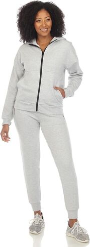 white mark Women's Two Piece Fleece Hoodie Zip Tracksuit Jacket and Joggers Lounge Sweatsuit Set in Kuwait