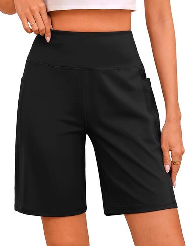 Quenteen Women's Bermuda Long Shorts 9" High Waisted Walking Athletic Workout Yoga Knee Length Shorts for Women in Kuwait