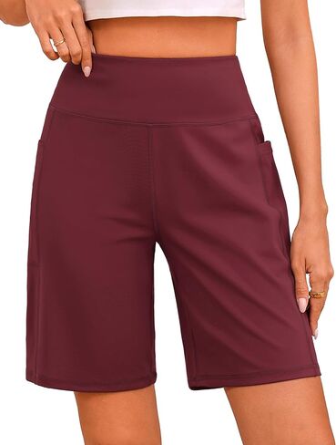 Quenteen Women's Bermuda Long Shorts 9" High Waisted Walking Athletic Workout Yoga Knee Length Shorts for Women in Saudi Arabia