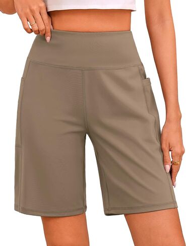 Quenteen Women's Bermuda Long Shorts 9" High Waisted Walking Athletic Workout Yoga Knee Length Shorts for Women in Saudi Arabia