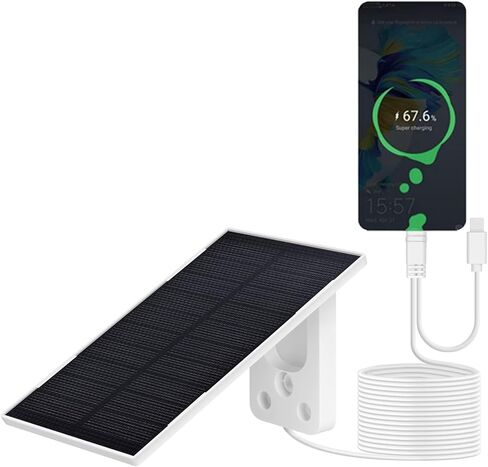 3W 5V Portable Waterproof Solar Panel with 6 FT Micro USB and Type-C Adjustable Bracket for Outdoor Ring Security Camera, Rechargeable Battery Powered Camera and Phone Charging and Hunting Camera in Saudi Arabia