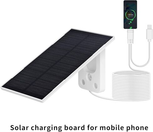3W 5V Portable Waterproof Solar Panel with 6 FT Micro USB and Type-C Adjustable Bracket for Outdoor Ring Security Camera, Rechargeable Battery Powered Camera and Phone Charging and Hunting Camera in Saudi Arabia