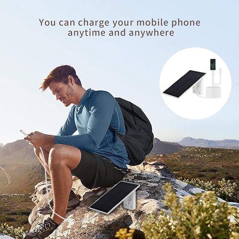 3W 5V Portable Waterproof Solar Panel with 6 FT Micro USB and Type-C Adjustable Bracket for Outdoor Ring Security Camera, Rechargeable Battery Powered Camera and Phone Charging and Hunting Camera in Saudi Arabia