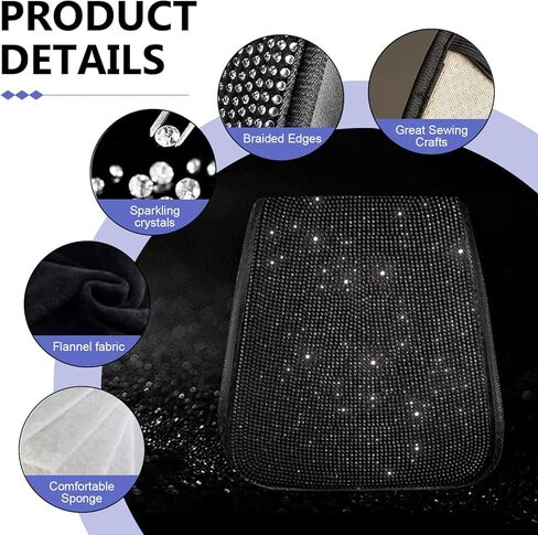 2 PCS Bling Car Headrest Covers, Stylish Rhinestone Head Rest Cover Protector with Snap, Easy to Install Car Interior Decoration Accessories, Universal for Most Cars (Black) in Kuwait