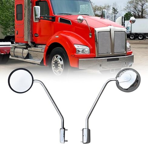 Pair Round Hood Mirror for Kenworth T680 T880 Peterbilt 579 587 Mirror Replacement Driver Left and Passenger Right Side Kenworth T680 Accessories in Kuwait
