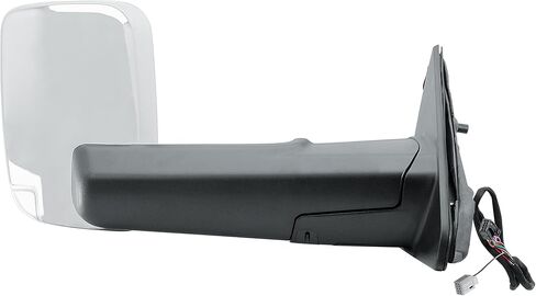 Replacement Driver Left Side Door Towing Mirror Power and Heated Glass with BLIS Turn Signal Light Puddle Light Temperature Sensor Textured Black Back Cover Manual Folding for 2019 to 2024 RAM 1500 in Saudi Arabia