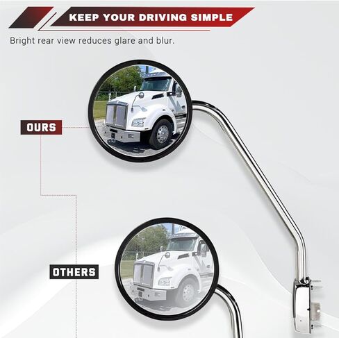 Pair Round Hood Mirror for Kenworth T680 T880 Peterbilt 579 587 Mirror Replacement Driver Left and Passenger Right Side Kenworth T680 Accessories in Kuwait