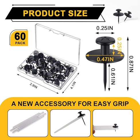 60 PCS Double-Headed Picture Hanging Nails Thumb Tacks for Wall Hangings,Heavy Duty Push Pins,Renter Friendly Wall Hooks Decor Small Picture Frame Hangers for Drywall Cork Board Pictures Tapestry&Art in Kuwait