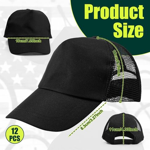12 قطعة من قبعات سائقي الشاحنات الشبكية باللون الأسود in Kuwait