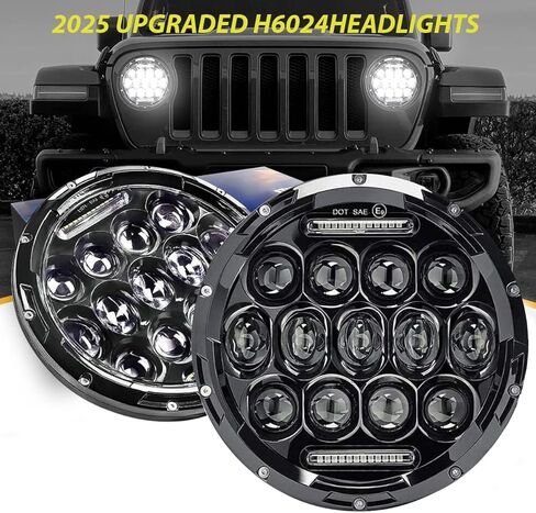 2 قطعة H6024 7 بوصة مصباح أمامي LED مستدير متوافق مع جيب رانجلر JK JKU CJ TJ LJ تشيفي S2 مياتا فورد دودج جي إم سي مازدا مياتا نيسان ماك VW AM General Hummer H1 H2 Land Rover Defender in Kuwait