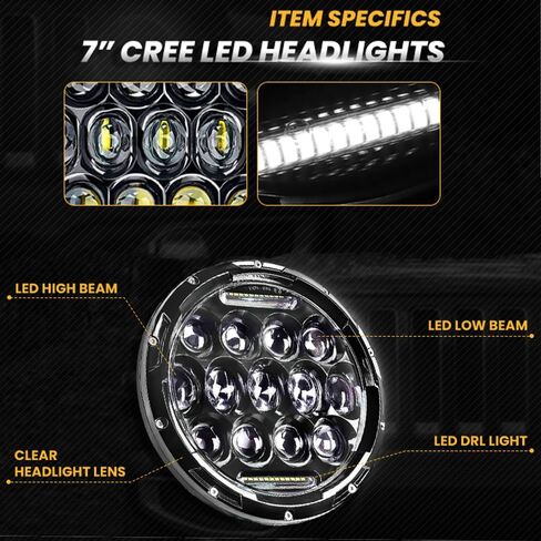 2 قطعة H6024 7 بوصة مصباح أمامي LED مستدير متوافق مع جيب رانجلر JK JKU CJ TJ LJ تشيفي S2 مياتا فورد دودج جي إم سي مازدا مياتا نيسان ماك VW AM General Hummer H1 H2 Land Rover Defender in Kuwait