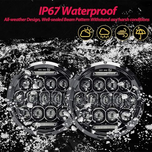 2 قطعة H6024 7 بوصة مصباح أمامي LED مستدير متوافق مع جيب رانجلر JK JKU CJ TJ LJ تشيفي S2 مياتا فورد دودج جي إم سي مازدا مياتا نيسان ماك VW AM General Hummer H1 H2 Land Rover Defender in Kuwait