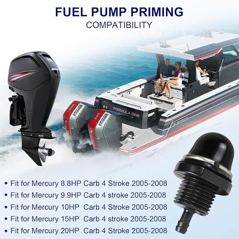 Fuel Pump Priming 895124, Compatible with Mercury 8HP 9.9HP 10HP 15HP 20HP Carb 4 Stroke 2005-2008, Outboard Priming Start Pump Replace 895124 in Kuwait