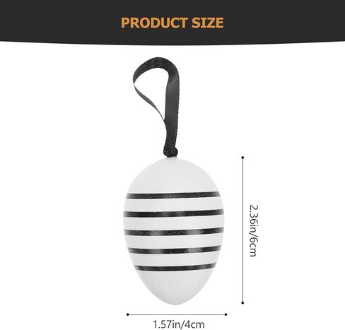 24 قطعة من بيض عيد الفصح المعلق من بريتيزوم، زينة بيض عيد الفصح البلاستيكية باللونين الأسود والأبيض لتزيين الشجرة، أعمال الرسم اليدوية للمنزل in Kuwait