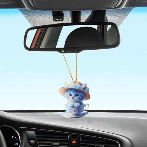 Cute Little Bee Car Hanging Ornament, 2D Flat Acrylic Funny Animal Car Rear View Mirror Charm, Universal Auto Interior Pendant Decoration Accessory Present for Women Men (Bee) in Saudi Arabia