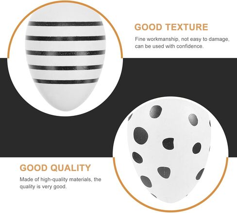 24 قطعة من بيض عيد الفصح المعلق من بريتيزوم، زينة بيض عيد الفصح البلاستيكية باللونين الأسود والأبيض لتزيين الشجرة، أعمال الرسم اليدوية للمنزل in Kuwait