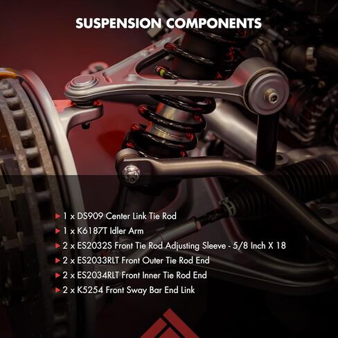 طقم تعليق 10 قطع متوافق مع Oldsmobile لـ Cutlass Supreme 1978-1988 OEM ES2034RLT استبدال Idler Armx1 Tie Rod Endx6 Stabilizer Bar Link Kitx2 Center Linkx1 in Saudi Arabia