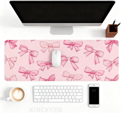 Pink Bow Non Slip Mouse Keyboard Pad Computer Mat for Office Home in Kuwait