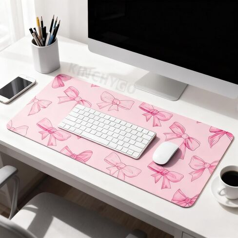 Pink Bow Non Slip Mouse Keyboard Pad Computer Mat for Office Home in Kuwait