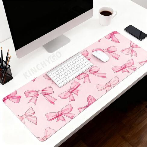 Pink Bow Non Slip Mouse Keyboard Pad Computer Mat for Office Home in Kuwait