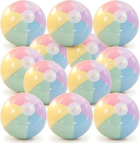24 Pcs Inflatable Beach Balls Bulk Pastel Color Jumbo Big Beach Balls Macaron Beach Balls for Adults Summer Beach Swimming Pool Water Games Party Favor in Kuwait