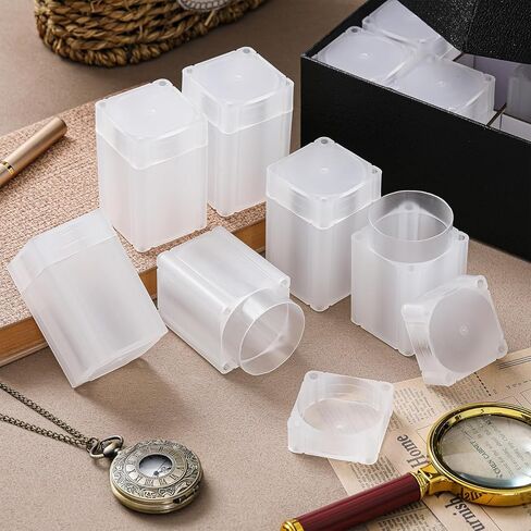 Qunclay 12 Pcs Square Silver Eagles Coin Tubes with 1 Storage Box Plastic Clear Holders with Lid for Coins Collection Supplies, Inner Diameter 40.6 MM in Saudi Arabia