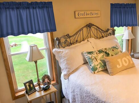 10 Panels Blackout Curtain Valances for Kitchen Living Room Bathroom Bedroom, 52" x 18" Navy Blue Valances for Windows Rod Pocket Short Curtains for Small Window, Thermal Insulated Valance in Kuwait