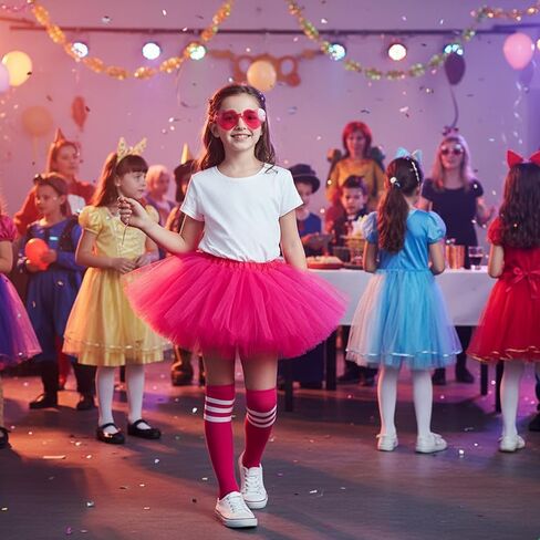 طقم توتو وردي فاقع مكون من 3 قطع، طقم ملابس توتو وردي للبالغين مع جوارب ونظارات، زي تنورة باليه نسائي للرقص، والحفلات، والحفلات التنكرية، مصنوع من مادة التول الناعمة، مقاس مريح in Kuwait