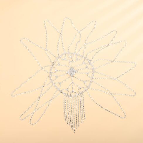 Xerling Rhinestones Tassel Cap Headpiece 1920s Flapper Head Chain Bridal Hair Accessories Silver Crystal Cleopatra Head Jewelry for Women (Type D Silver) in Saudi Arabia
