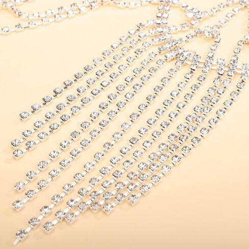 Xerling Rhinestones Tassel Cap Headpiece 1920s Flapper Head Chain Bridal Hair Accessories Silver Crystal Cleopatra Head Jewelry for Women (Type D Silver) in Saudi Arabia