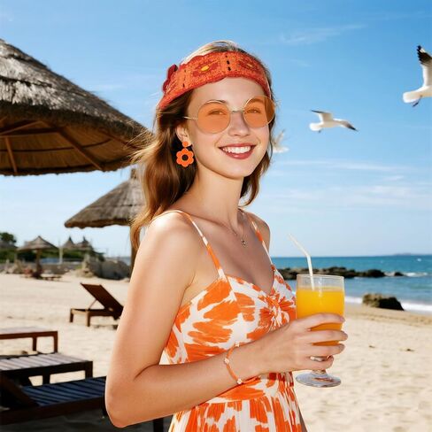 4 Pcs 60s 70s Hippie Accessories for Women Hippie Costume Accessories Set Flower Knit Headband Earrings Bracelet Sunglasses in Kuwait