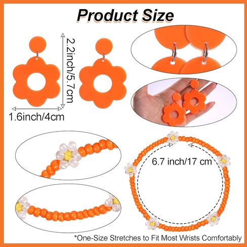 4 Pcs 60s 70s Hippie Accessories for Women Hippie Costume Accessories Set Flower Knit Headband Earrings Bracelet Sunglasses in Kuwait