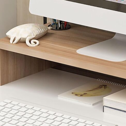 Monitor Stand Riser, Desktop Computer Monitor Stand, Office Desk Accessories with Extra Storage Space, Ideal for Desktop Notebook Laptop Printer Elevated Base (Light Walnut) (Light Walnut) in Kuwait