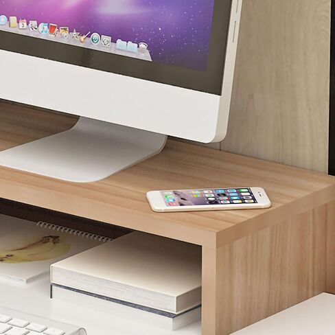 Monitor Stand Riser, Desktop Computer Monitor Stand, Office Desk Accessories with Extra Storage Space, Ideal for Desktop Notebook Laptop Printer Elevated Base (Light Walnut) (Light Walnut) in Kuwait